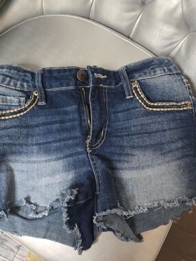 YMI Dark Blue Denim Shorts with Contrast Stitching